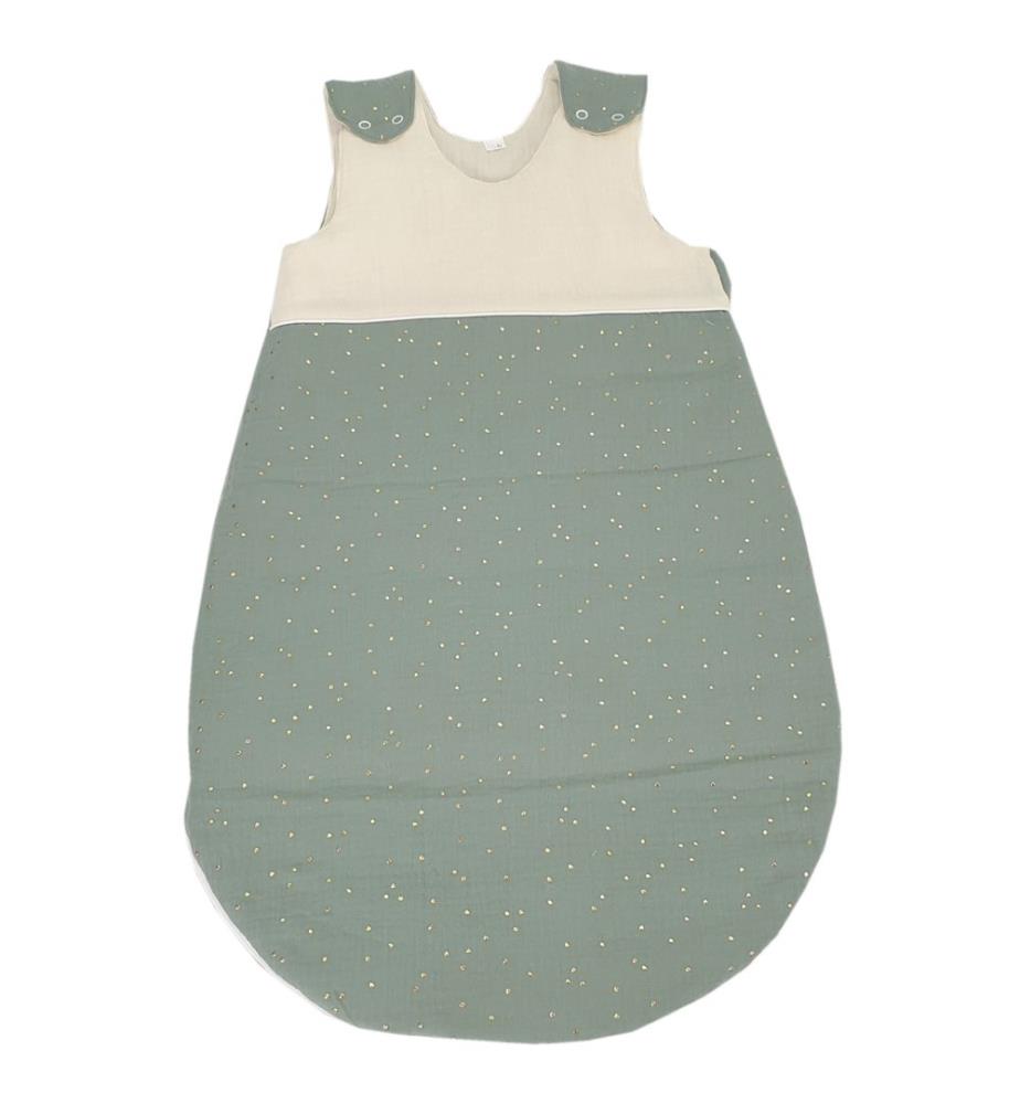 Ganzjahresschlafsack Baumwolle 70 cm ecru-grün
