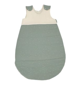 All-year cotton sleeping bag 60 cm ecru-green