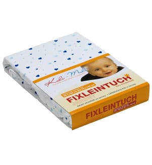 KULI-MULI Fixleintuch Jersey Herz blau 70 x 140 cm