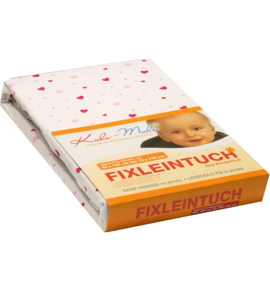 KULI-MULI Fixleintuch Jersey Herz rosa 45 x 90 cm