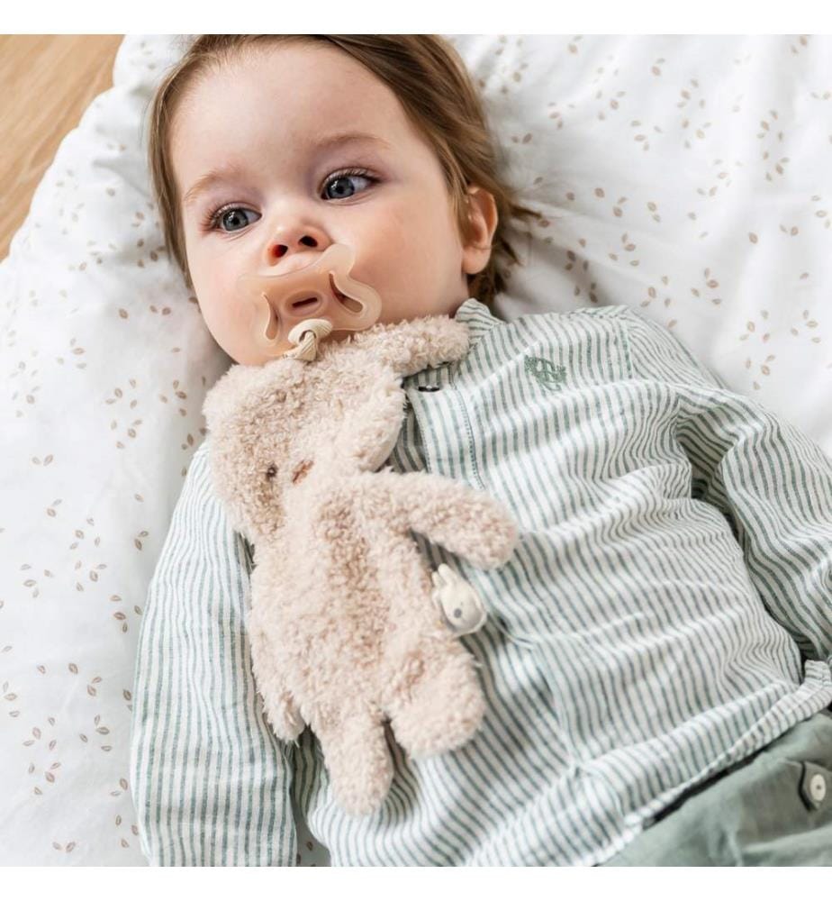 Teddy Kuscheltuch mit Schnullerhalter Hase beige