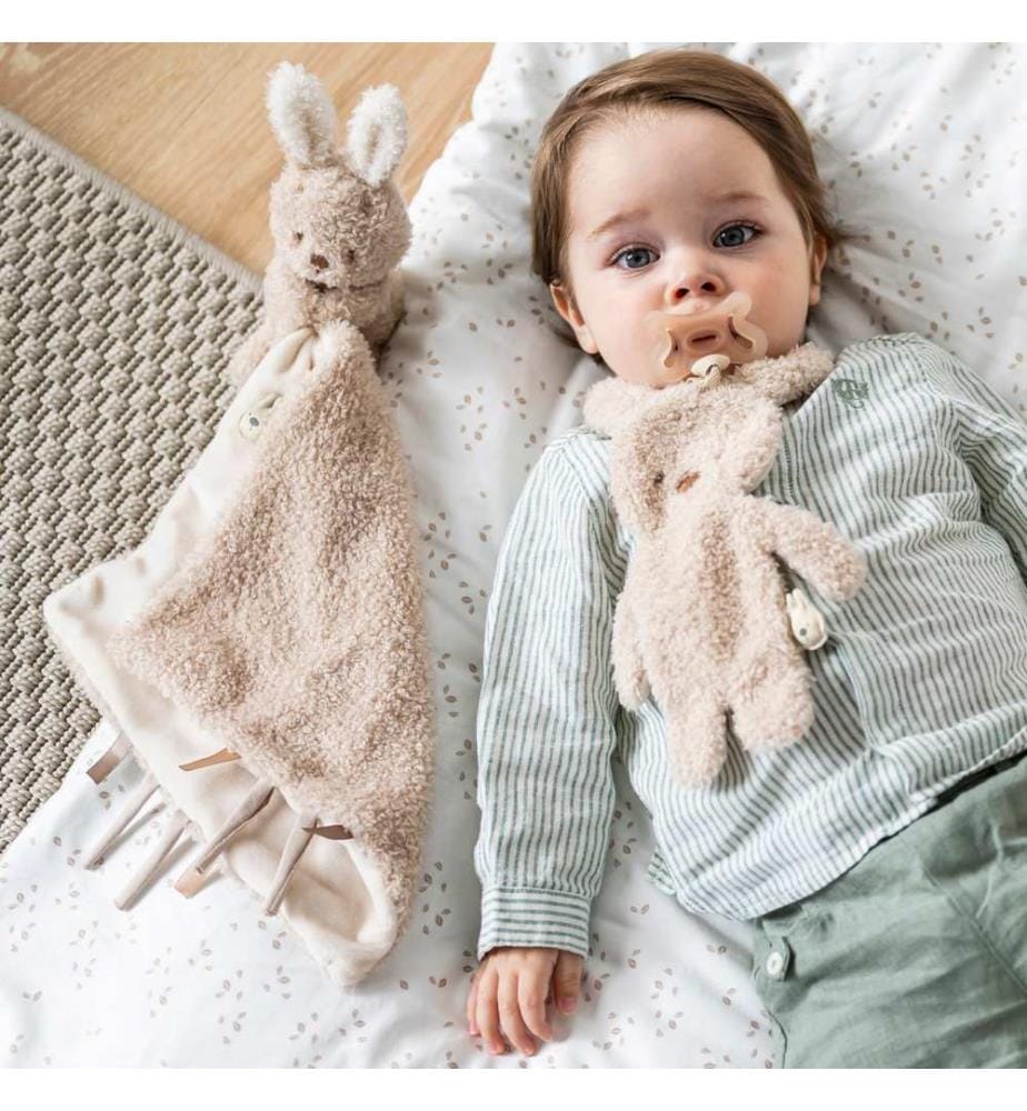 Teddy Kuscheltuch mit Schnullerhalter Hase beige