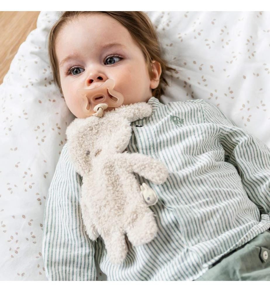 Teddy Kuscheltuch mit Schnullerhalter Hase ecru