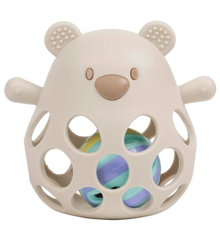 SILIKON Rassel mit Ball Bär beige