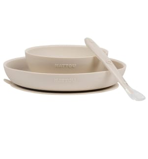 SILIKON Esslernset 3-teilig beige