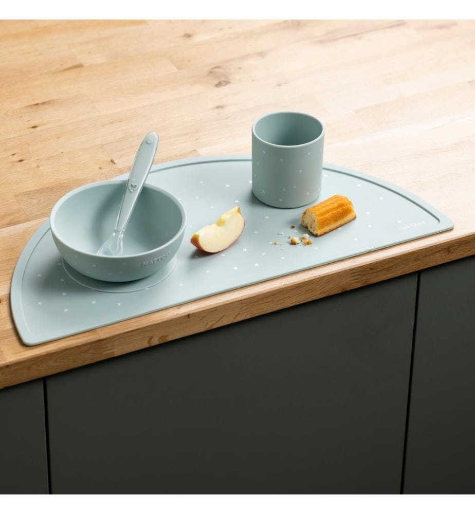 SILICONE Set de vaisselle avec set de table menthe