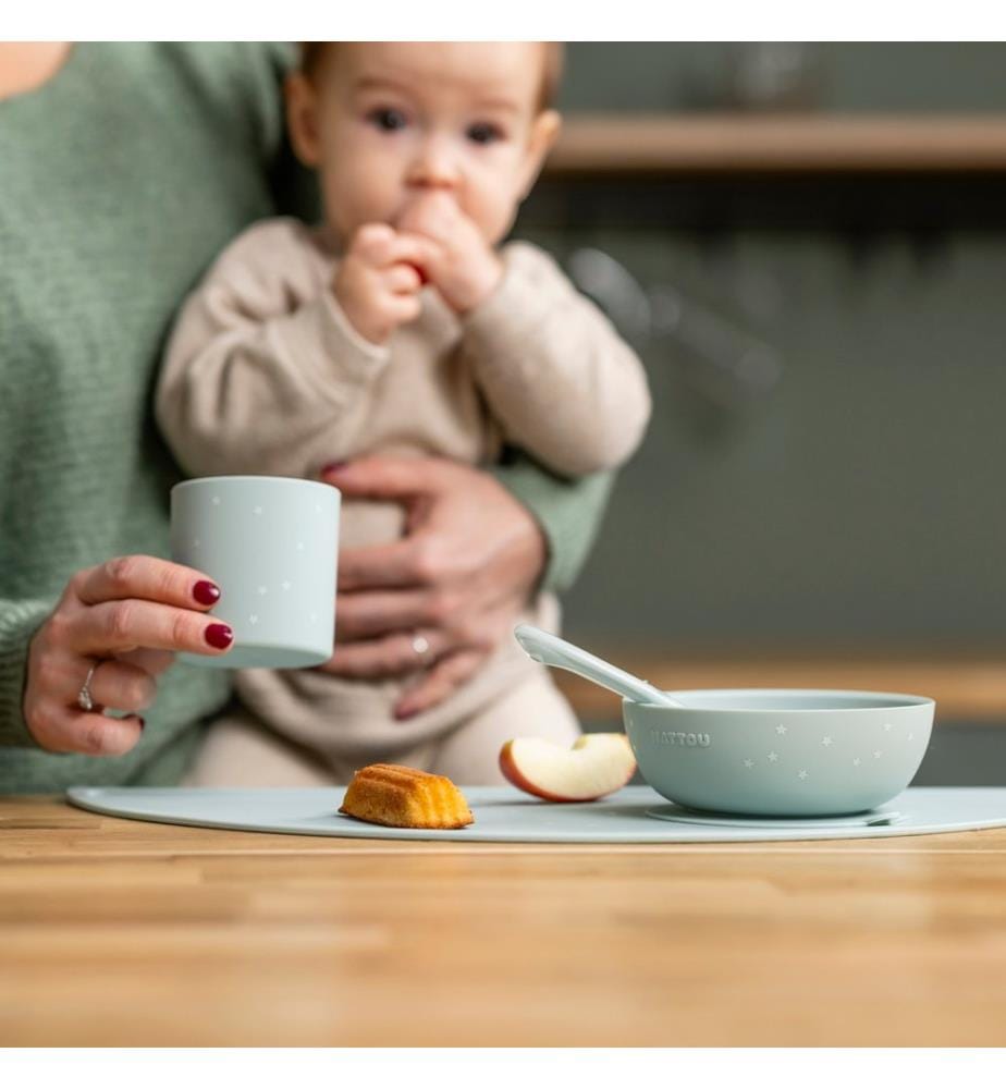 SILICONE Set de vaisselle avec set de table menthe