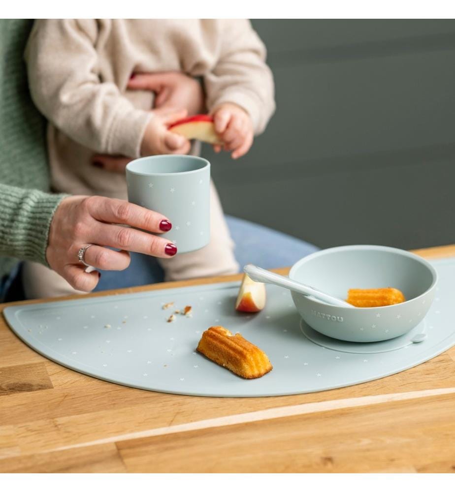 SILICONE Set de vaisselle avec set de table menthe
