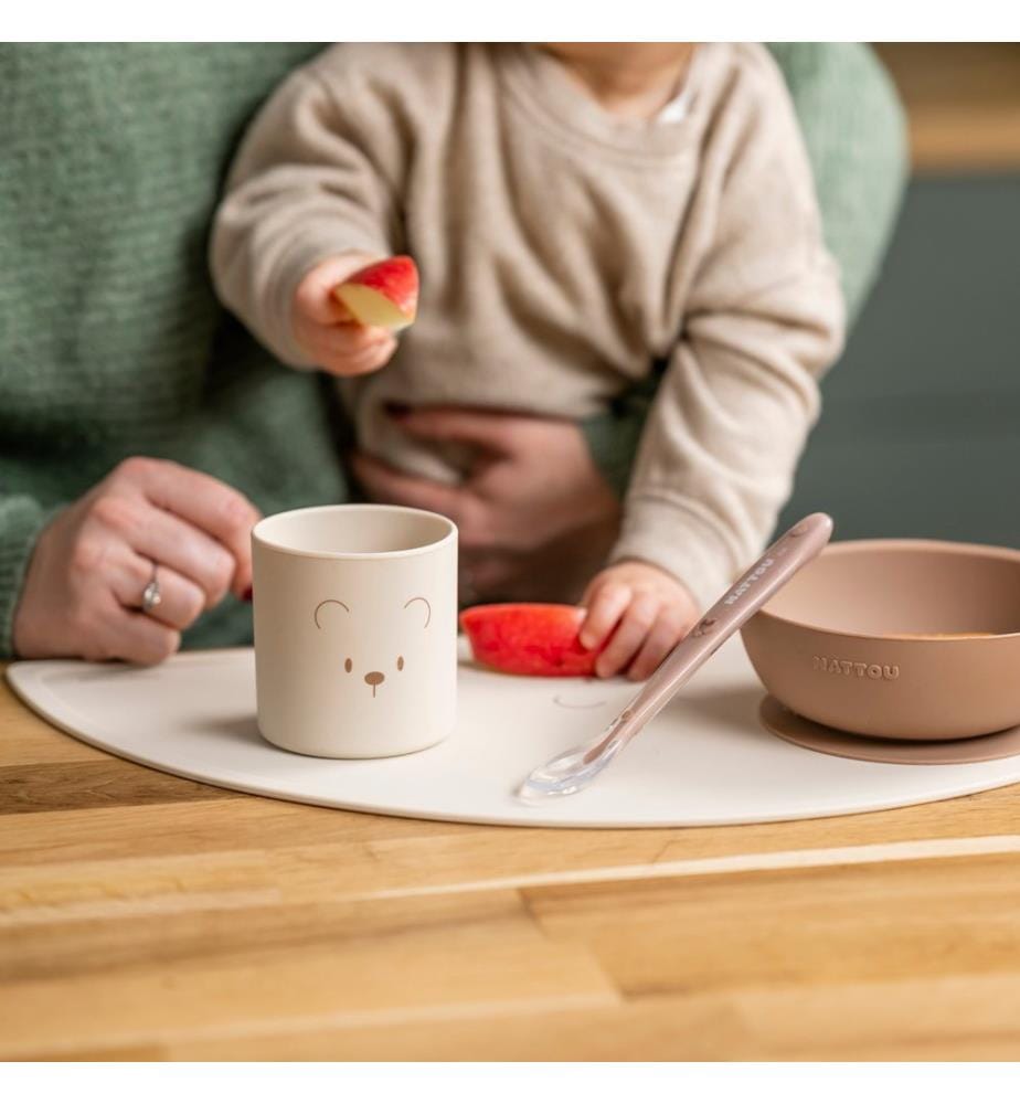 SILICONE Set de vaisselle avec set de table beige