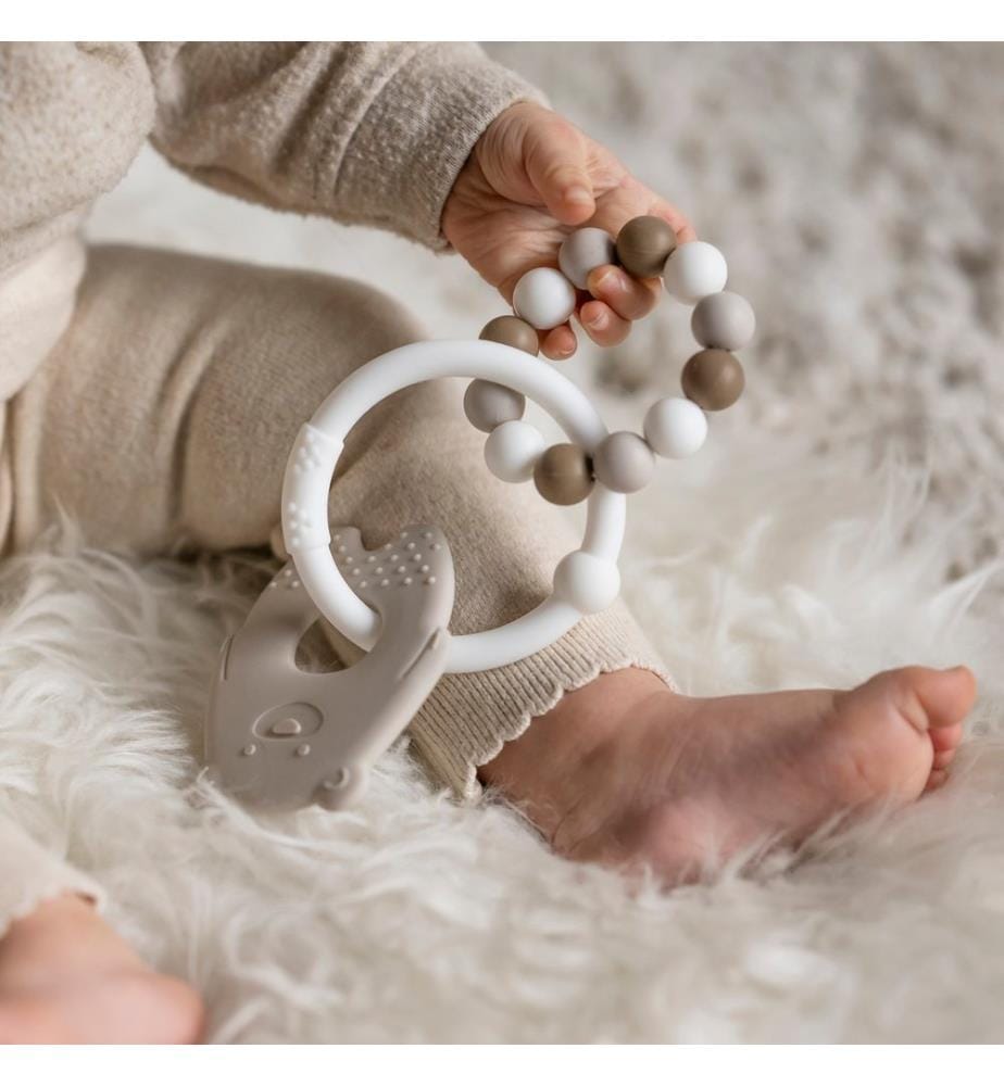SILIKON Beissring Bär weiss-beige