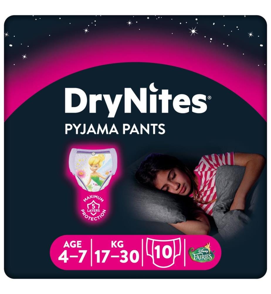 DryNites Nachthöschen, 4-7 Jahre (17-30 kg), 10er Pack, Mädchen