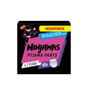 PAMPERS - Nachtwindeln Ninjamas Mädchen 4-7 Jahre, 60 Stk.