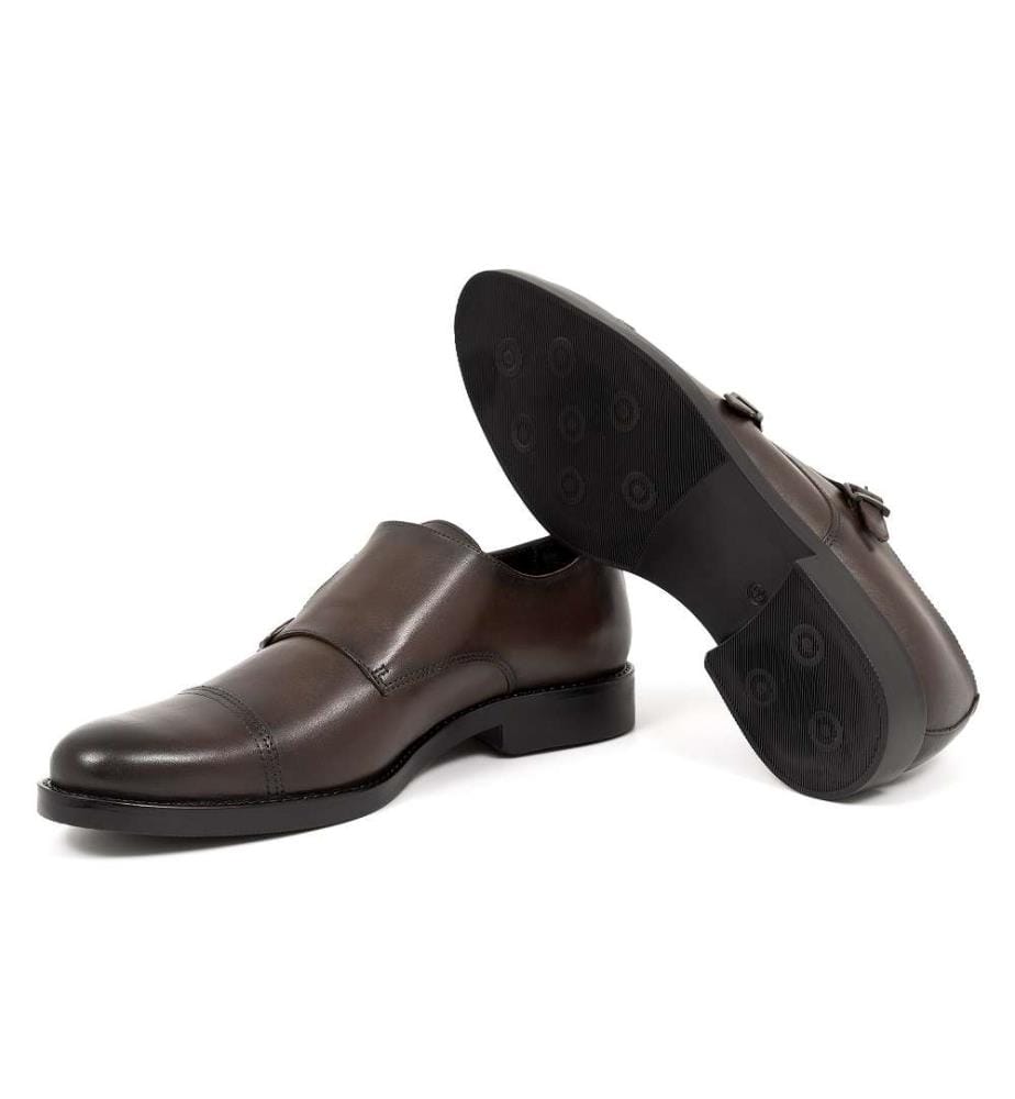Leder-Monkstrap - Hellbraun