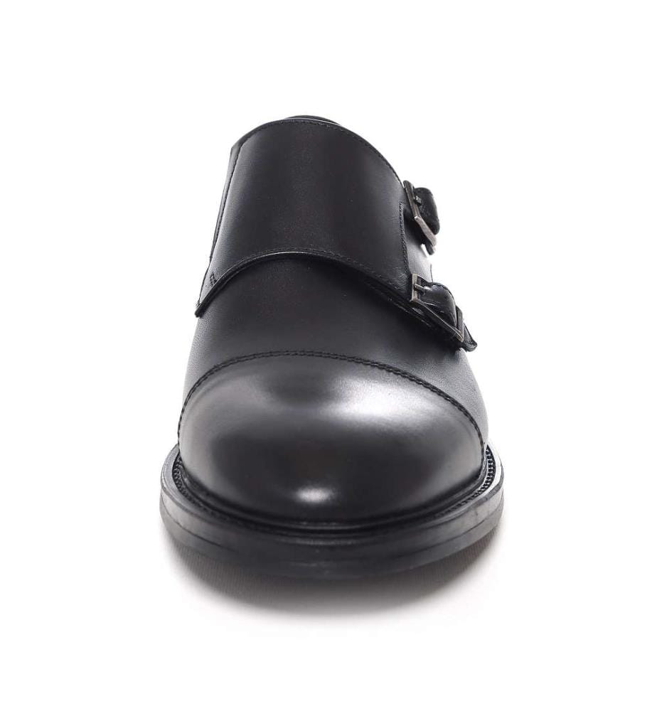 Leder-Monkstrap - Schwarz