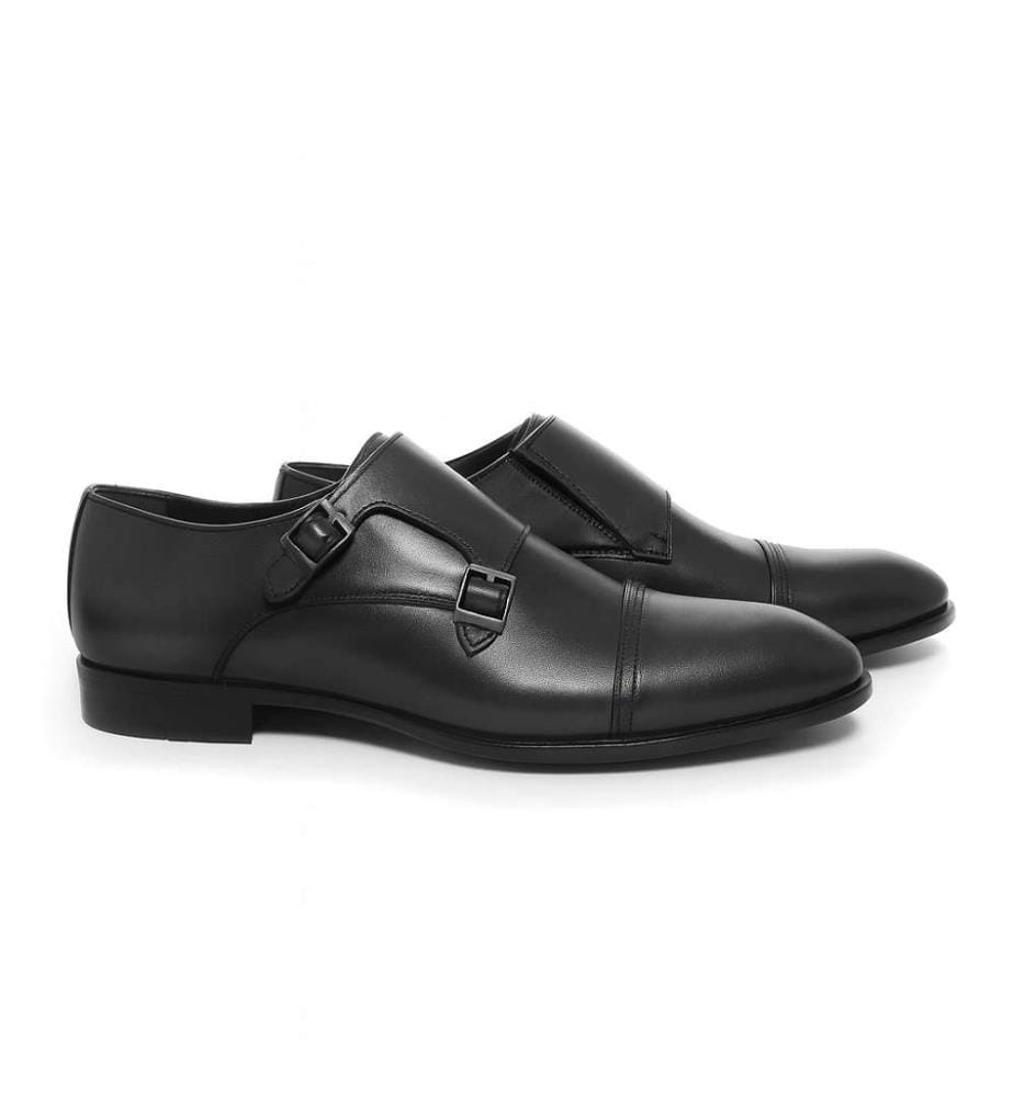 Leder-Monkstrap - Schwarz