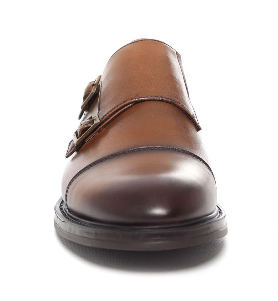 Leder-Monkstrap - Hellbraun