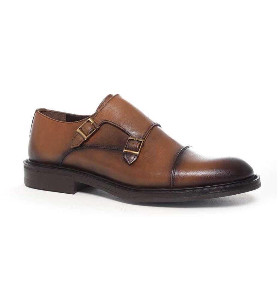 Leder-Monkstrap - Hellbraun