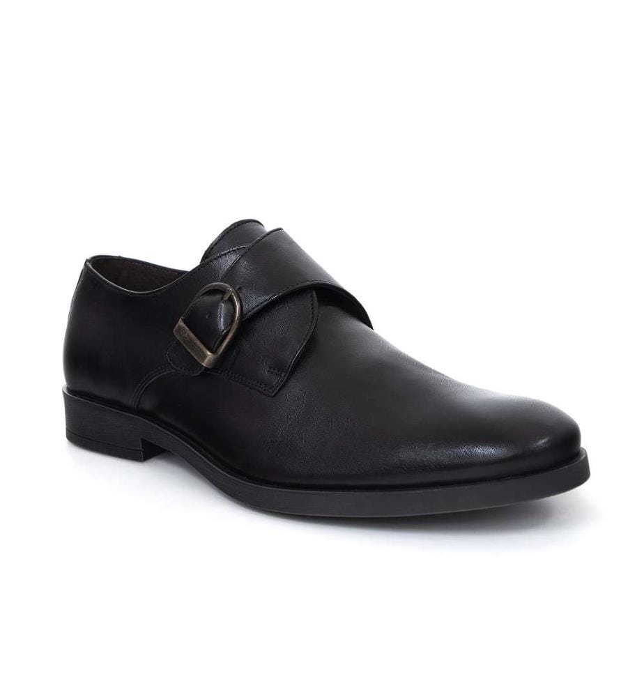 Leder-Monkstrap - Schwarz