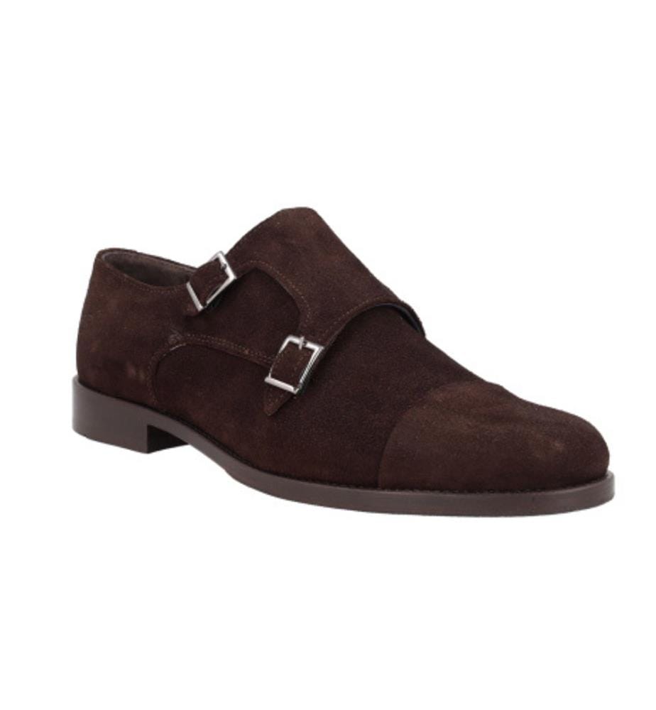 Chaussures monkstrap en cuir - Marron