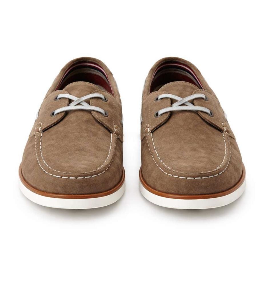 Bootsschuhe aus Wildleder - Beige