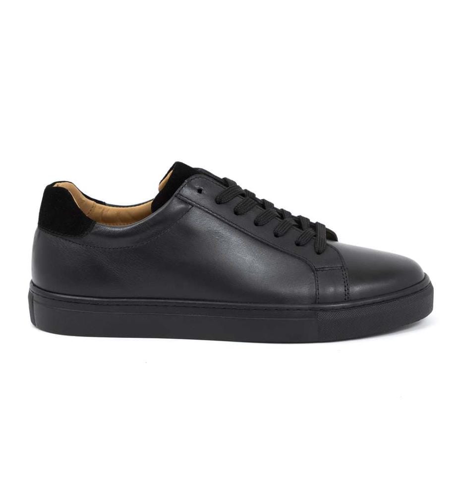 Leder-Sneakers - Schwarz