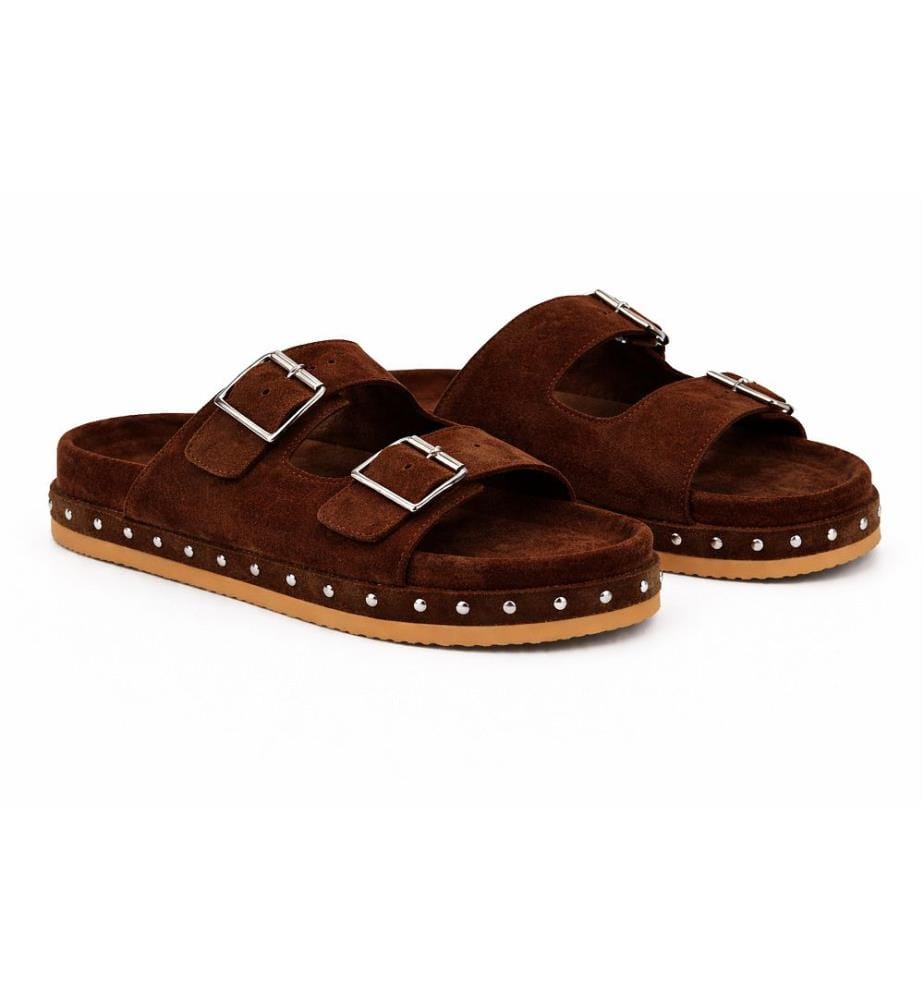 Sandales femme en daim - Marron