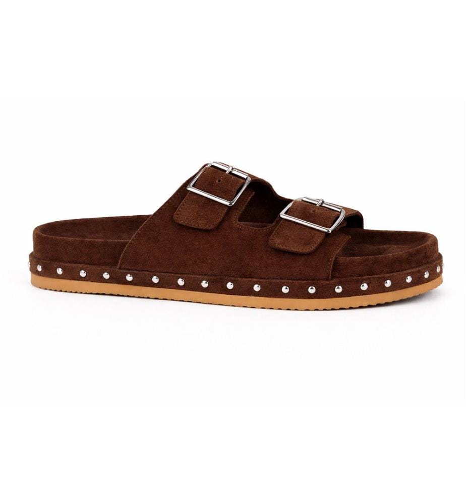 Sandales femme en daim - Marron