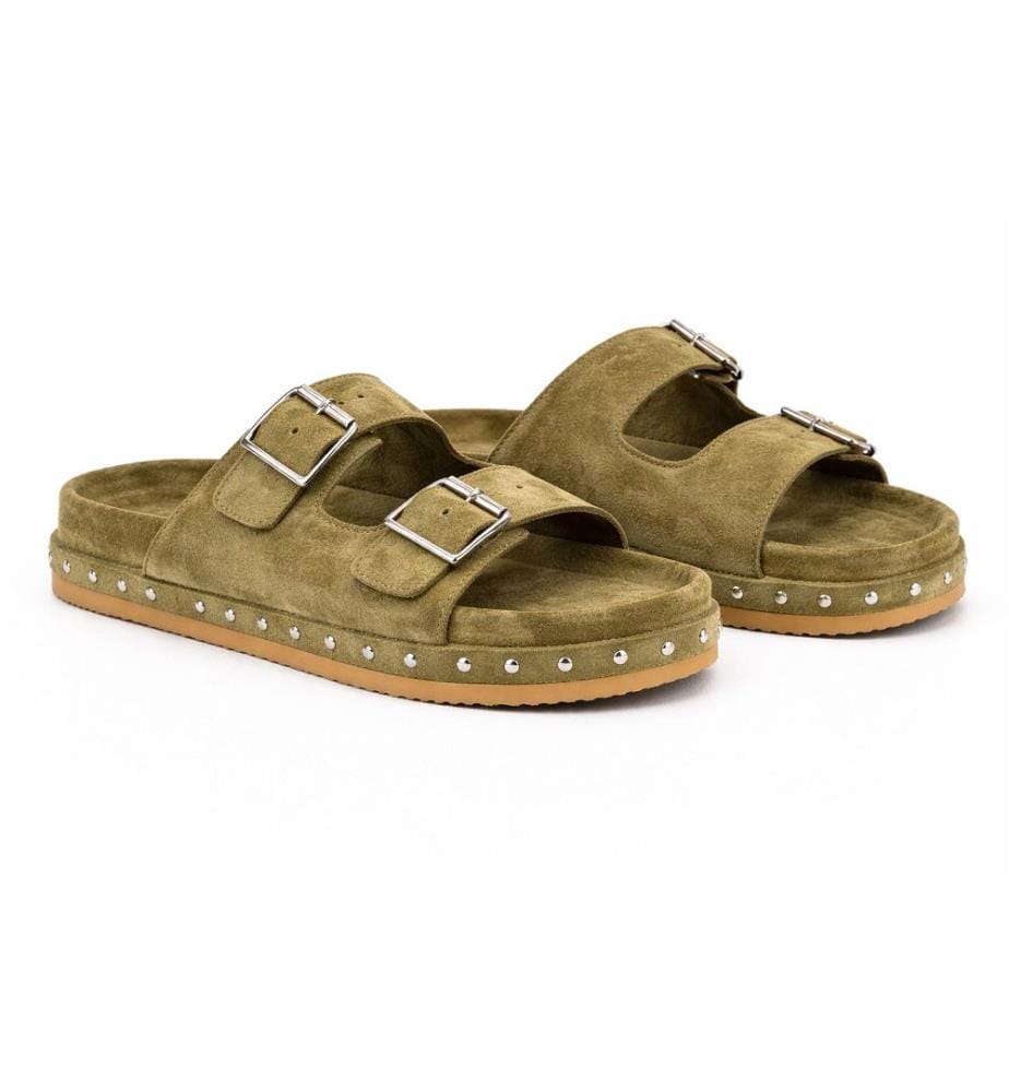 Sandales femme en daim - Vert