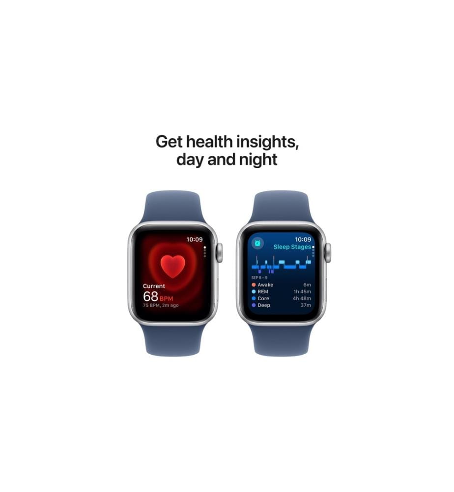 APPLE - Watch SE 2024 44 mm GPS Silver Denim Sport Band S/M