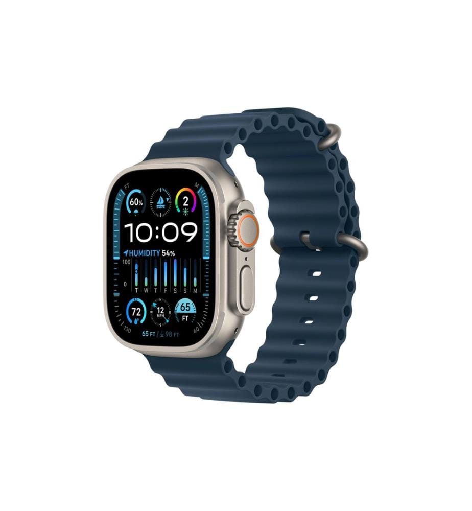 Apple Watch Ultra 2 Natural Titanium Ocean Band Blau