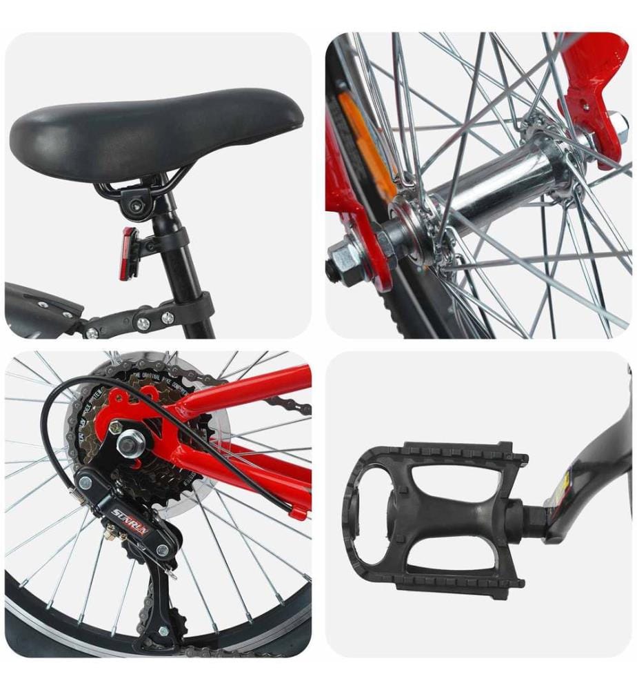 Kinderfahrrad 24 Zoll 6-Speed für 8-12 Jahre alt Rot