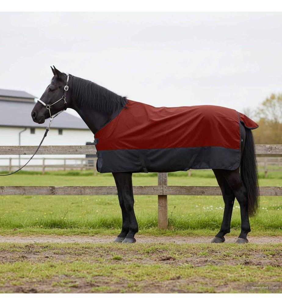 Pferdedecke Dunkelgrün und Schwarz 75 cm Polyester