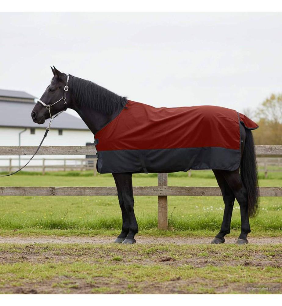 Pferdedecke Dunkelgrün und Schwarz 145 cm Polyester