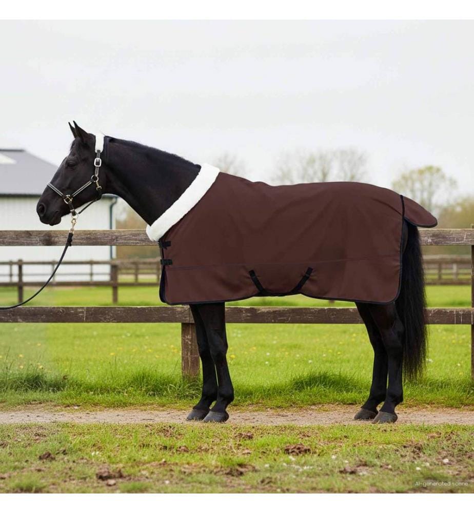 Couverture Équine Brun Foncé Complet 145 cm Fleece polaire
