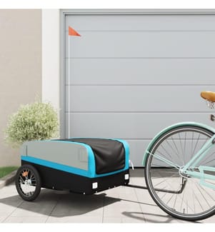 Fahrradanhänger Schwarz und Blau 45 kg Eisen
