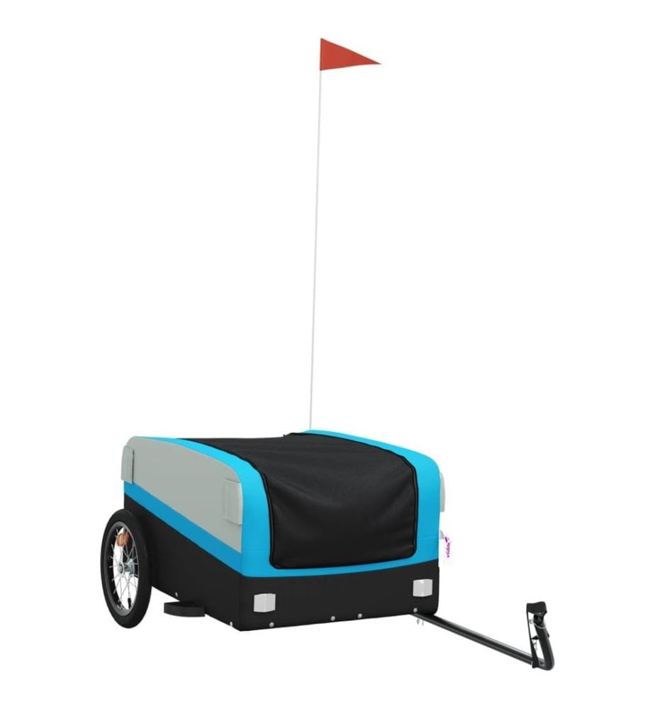 Fahrradanhänger Schwarz und Blau 45 kg Eisen