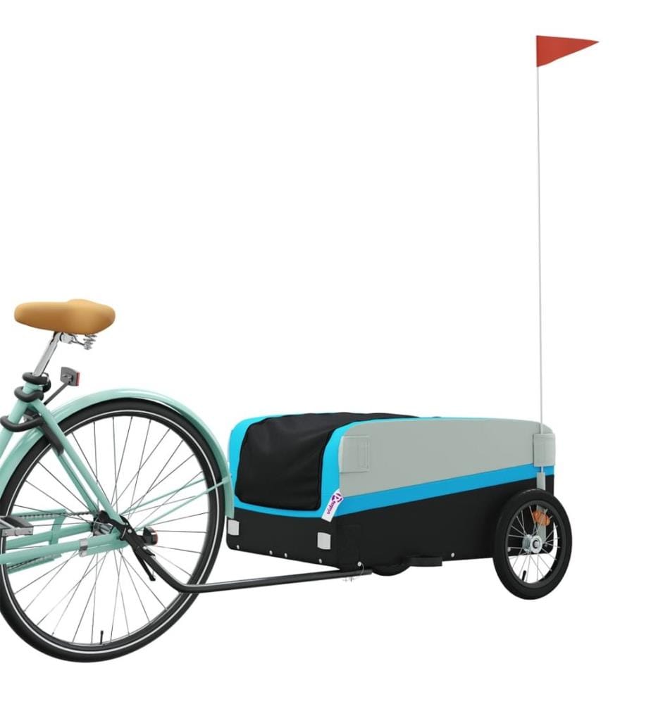 Fahrradanhänger Schwarz und Blau 45 kg Eisen