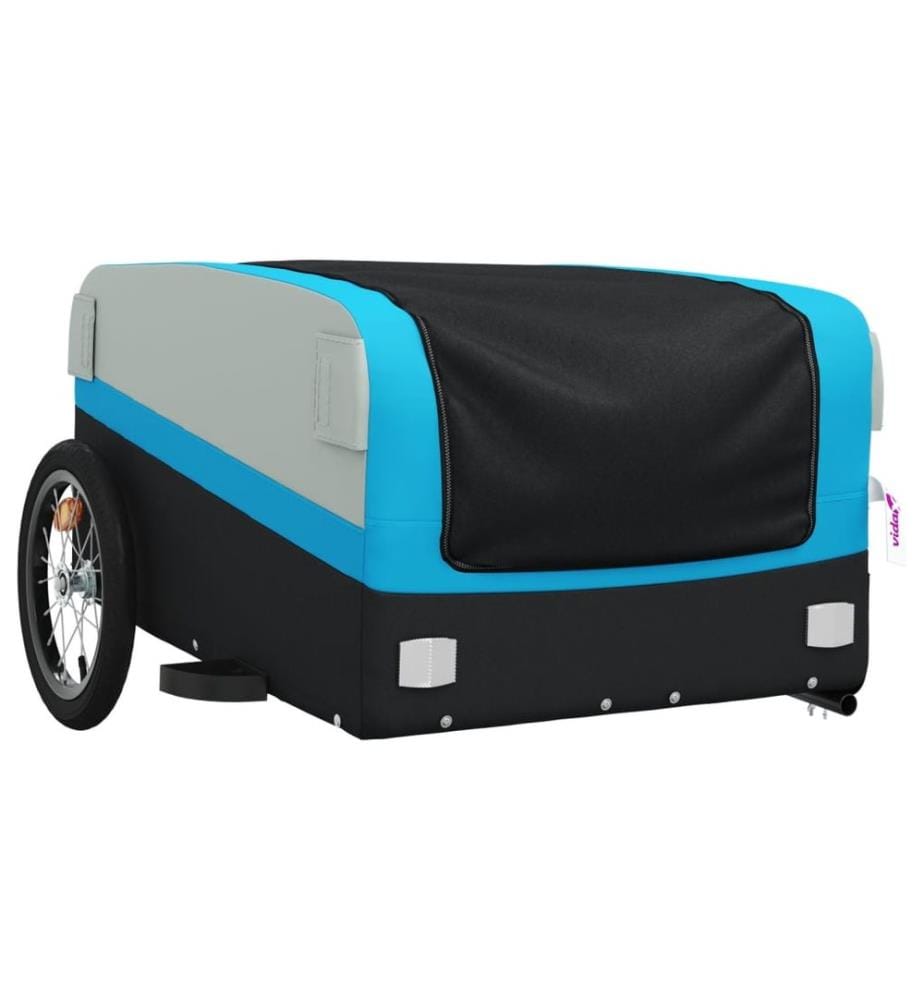 Fahrradanhänger Schwarz und Blau 45 kg Eisen