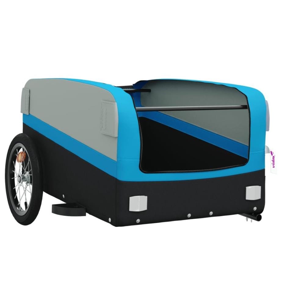 Fahrradanhänger Schwarz und Blau 45 kg Eisen