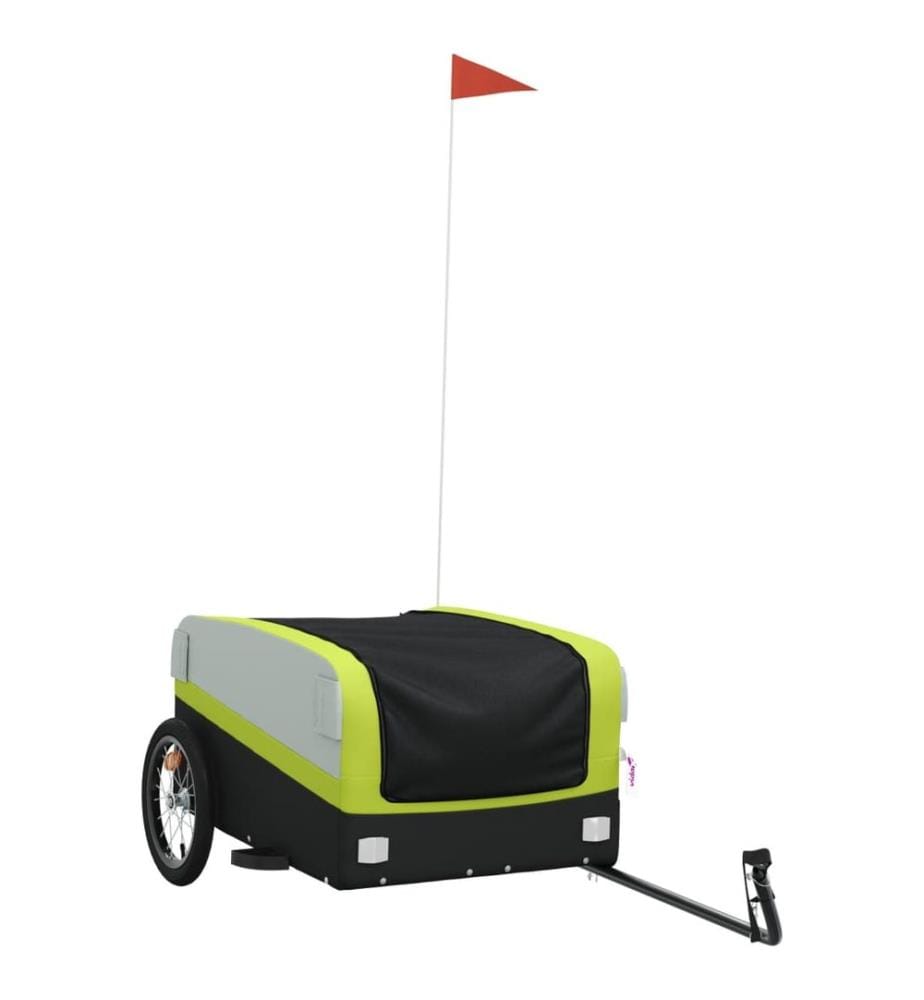 Fahrradanhänger Schwarz und Grün 45 kg Eisen