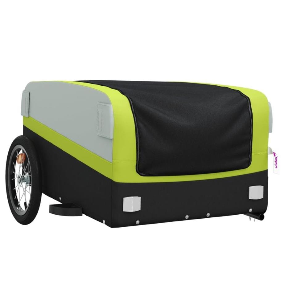 Fahrradanhänger Schwarz und Grün 45 kg Eisen