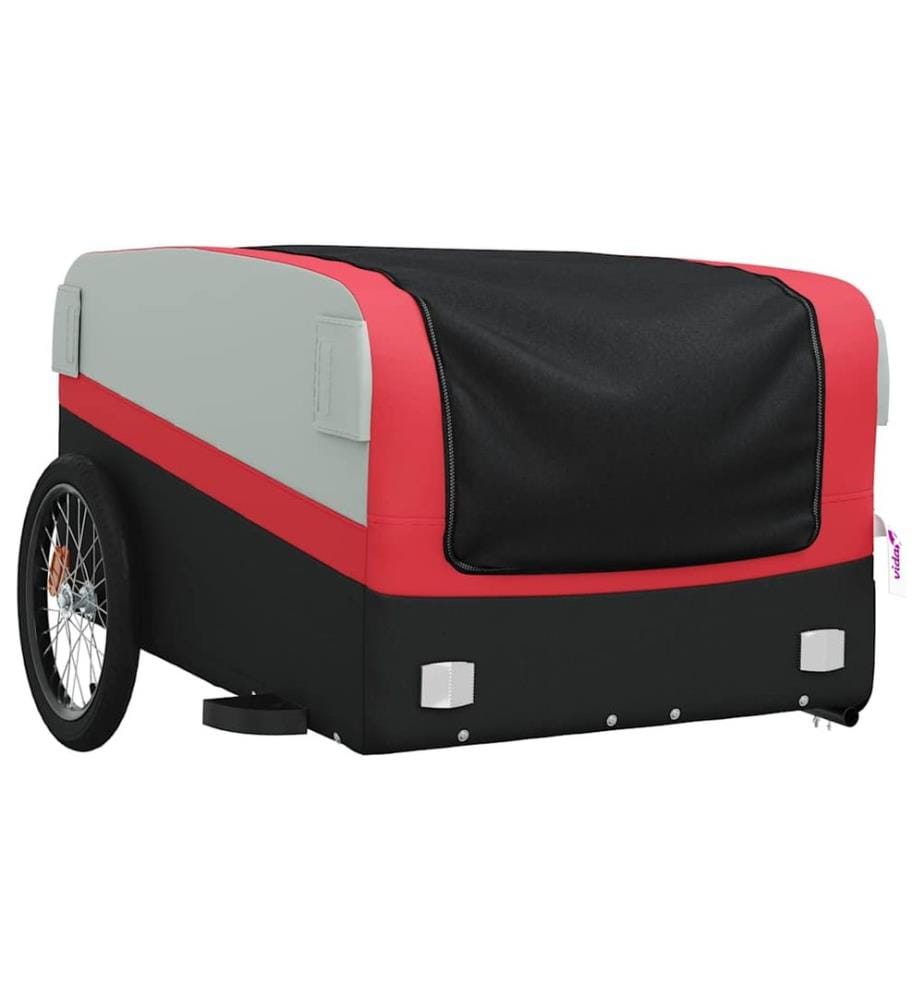 Fahrradanhänger Schwarz und Rot 45 kg Eisen