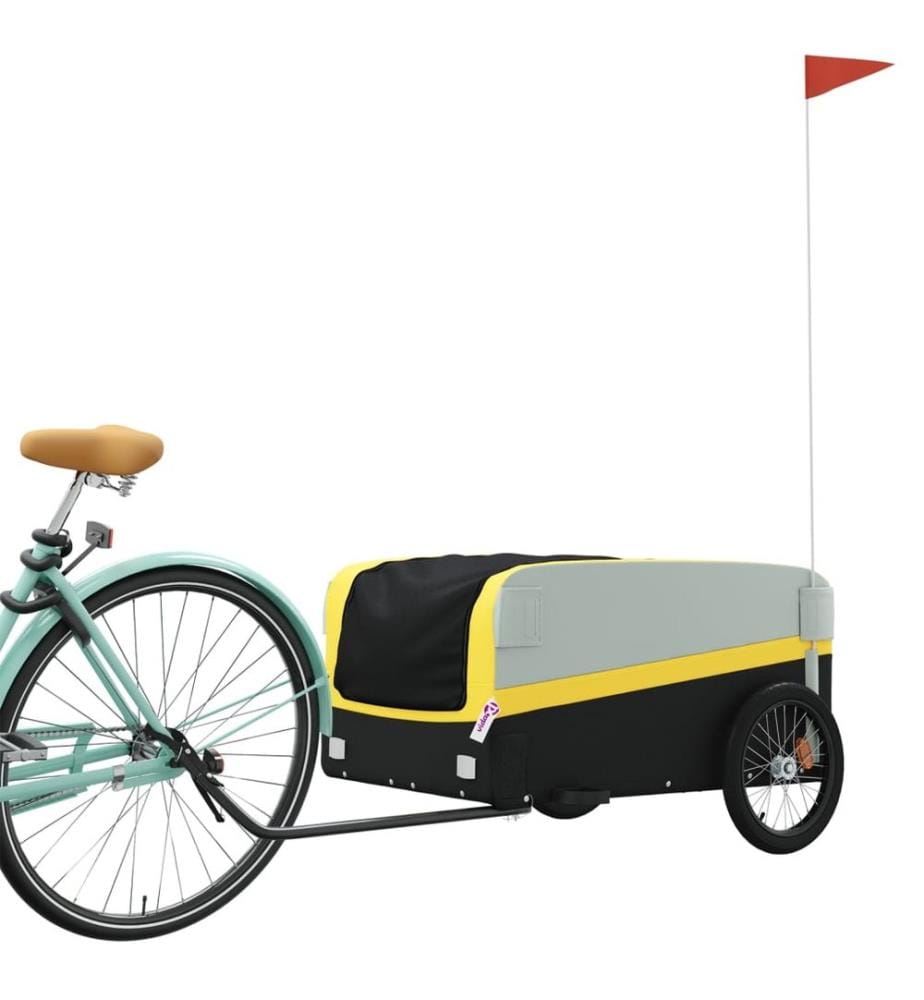 Fahrradanhänger Schwarz und Gelb 45 kg Eisen
