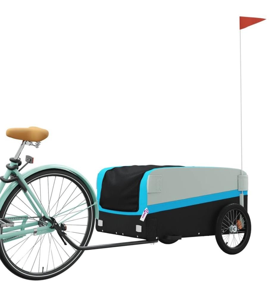 Fahrradanhänger Schwarz und Blau 45 kg Eisen
