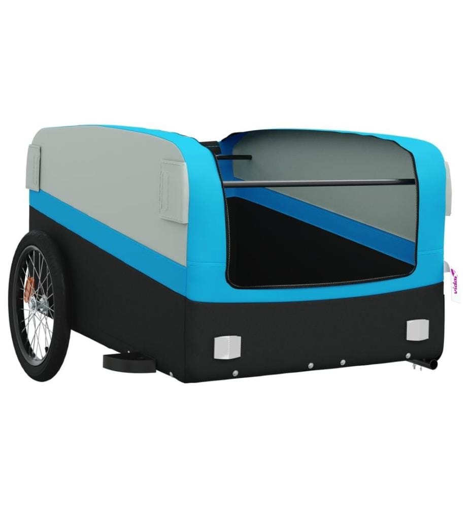 Fahrradanhänger Schwarz und Blau 45 kg Eisen