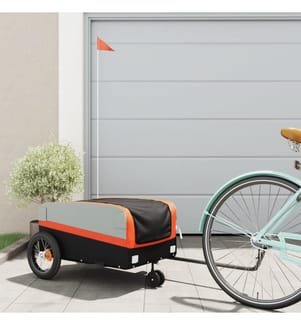 Fahrradanhänger Schwarz und Orange 30 kg Eisen