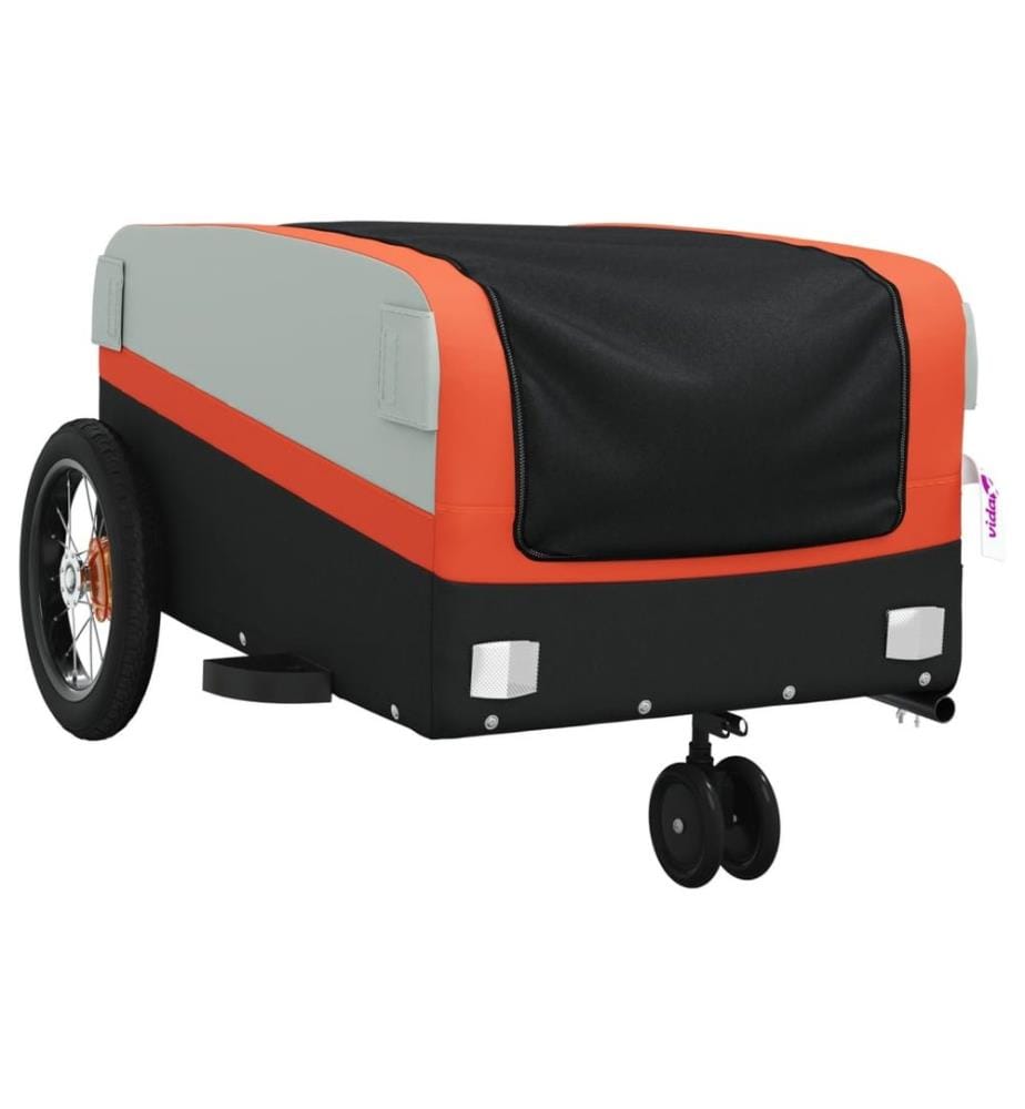 Fahrradanhänger Schwarz und Orange 30 kg Eisen