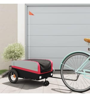 Fahrradanhänger Schwarz und Rot 30 kg Eisen