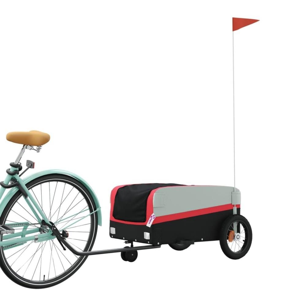 Fahrradanhänger Schwarz und Rot 30 kg Eisen