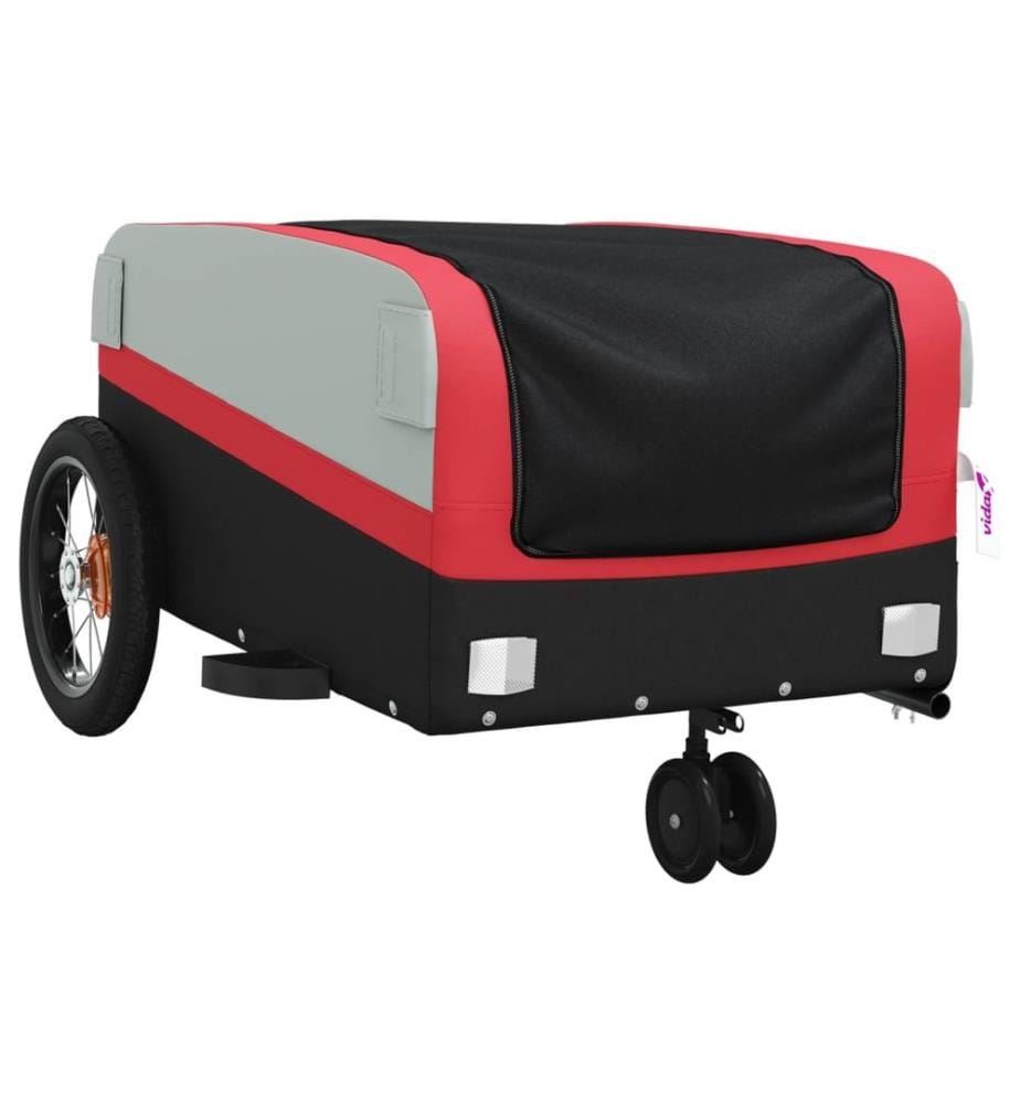 Fahrradanhänger Schwarz und Rot 30 kg Eisen